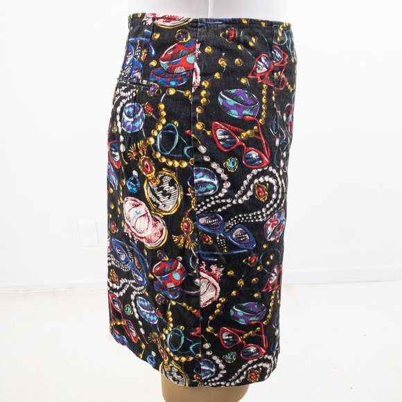 Vintage 80s L Jewelry Print Graphic Stretch Skirt - Picture 5 of 8
